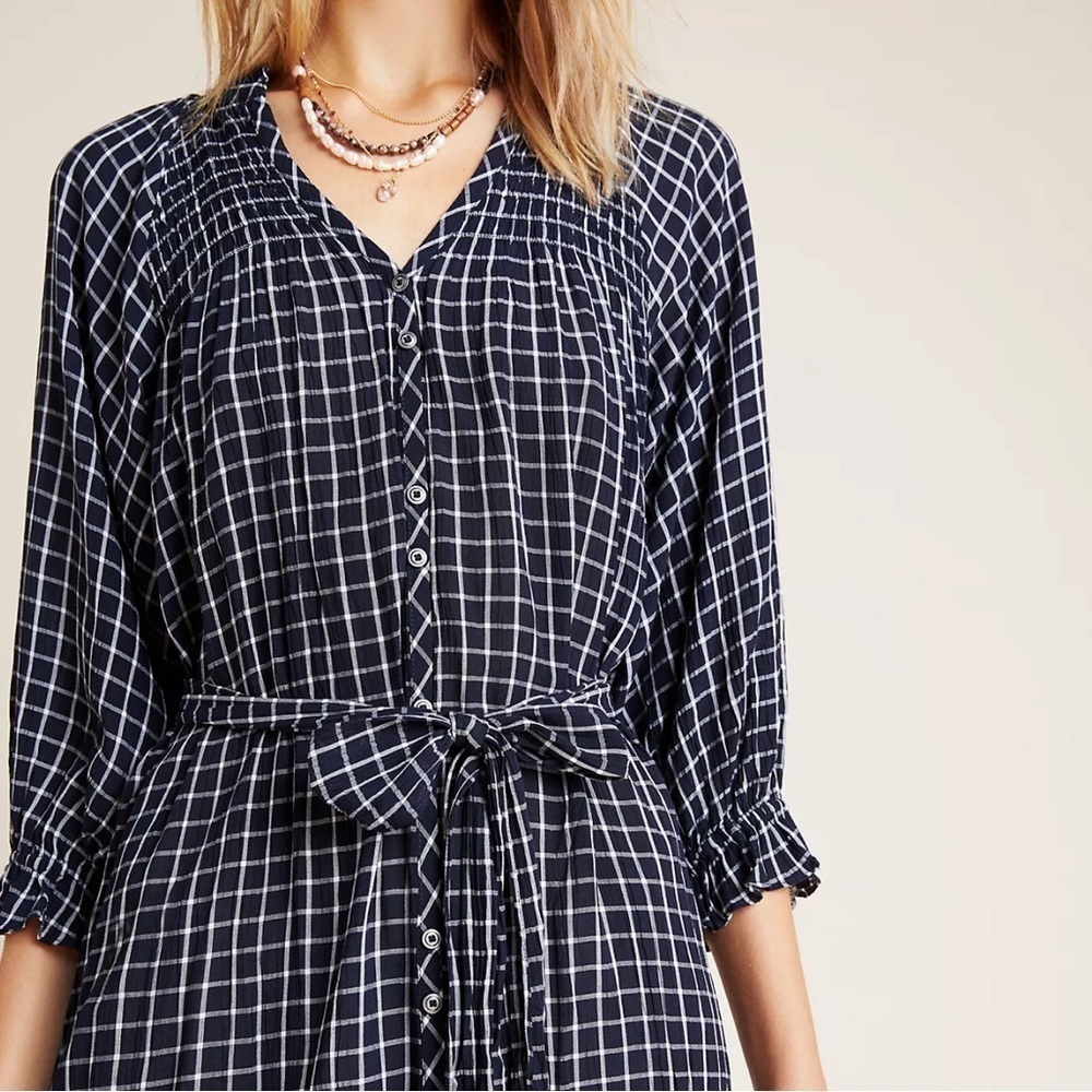 ANTHROPOLOGIE Sara Smocked Shirtdress Sz Small - Picture 3 of 9